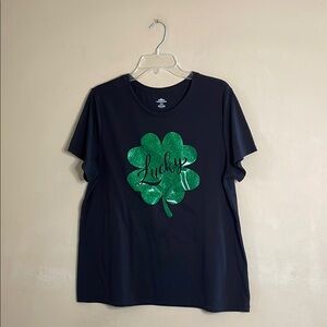 Celebrate It Black Tee with Green Shamrock